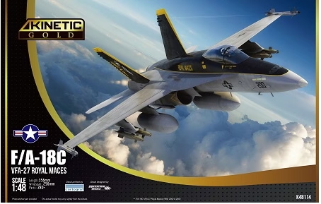 โมเดลเครื่องบินรบ Kinetic Model 1/48 KI-K48114 F/A-18C VFA-27 ROYAL MACES