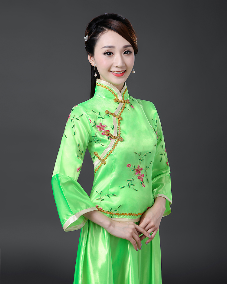 民国服女长裙成人衣裙古服装 Republic of China Female Dress Ancient Clothing ชุดเสื้อกระโปรงสตรีสมัยสาธารณรัฐจีน