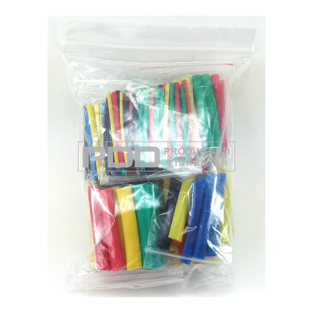 ท่อหดหุ้มสายไฟ 164 ชิ้น (1 ถุง) คละสี 8 ขนาด ท่อหดด้วยความร้อน แบ่งขนาดแบ่งสี บรรจุในซอง