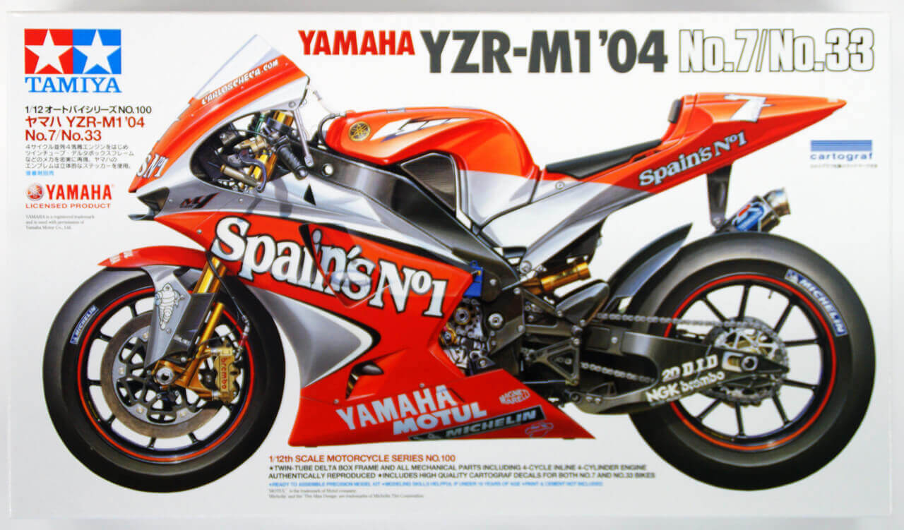 โมเดลมอเตอร์ไซด์ทามิย่า ขนาด 1/12 Tamiya TA14100 Yamaha YZR-M1'04 No.7/No.33