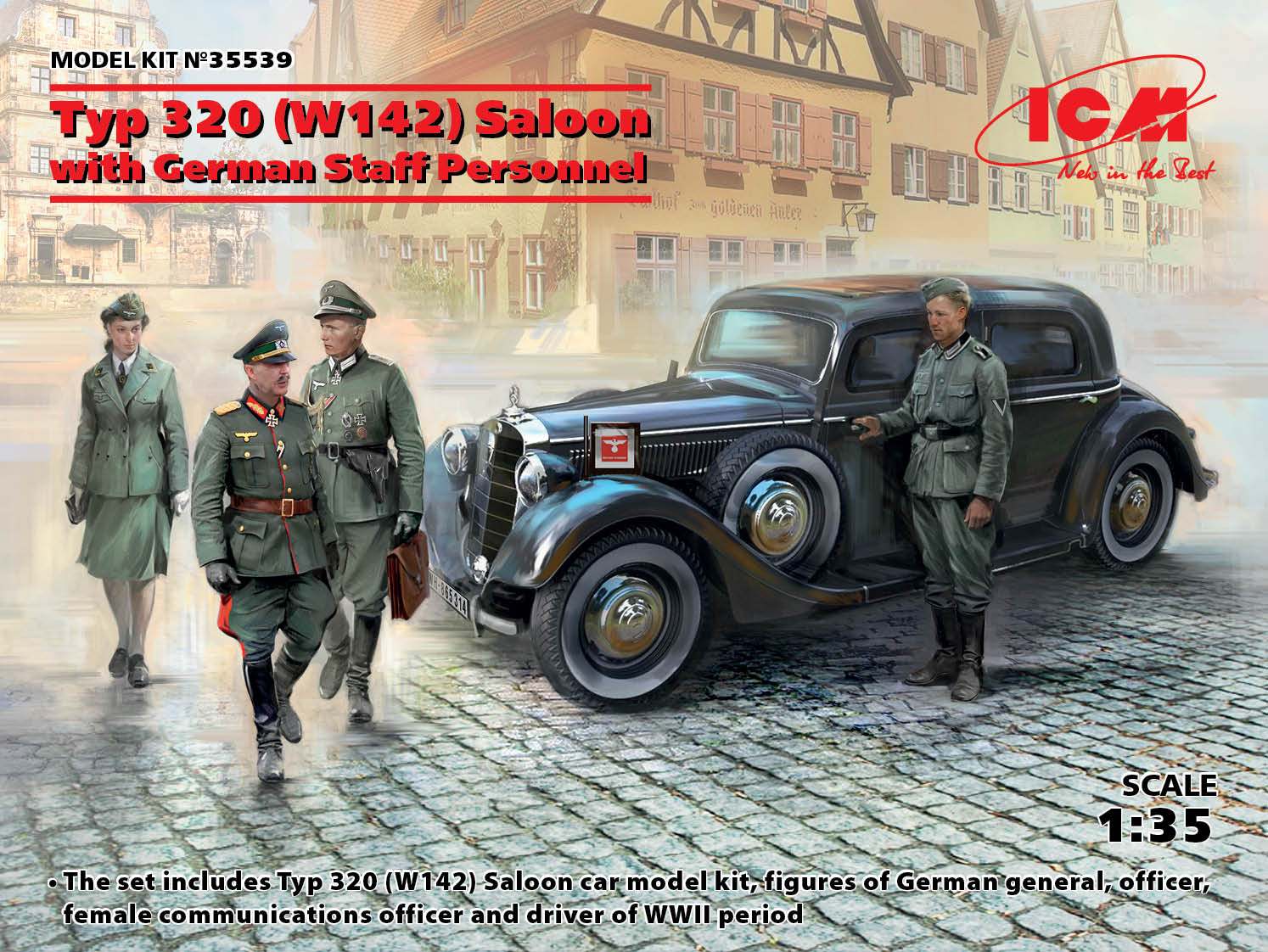 โมเดลรถยนต์ ICM ขนาด 1/35 ICM35539 Typ 320 (W142) Saloon with German Staff Personnel