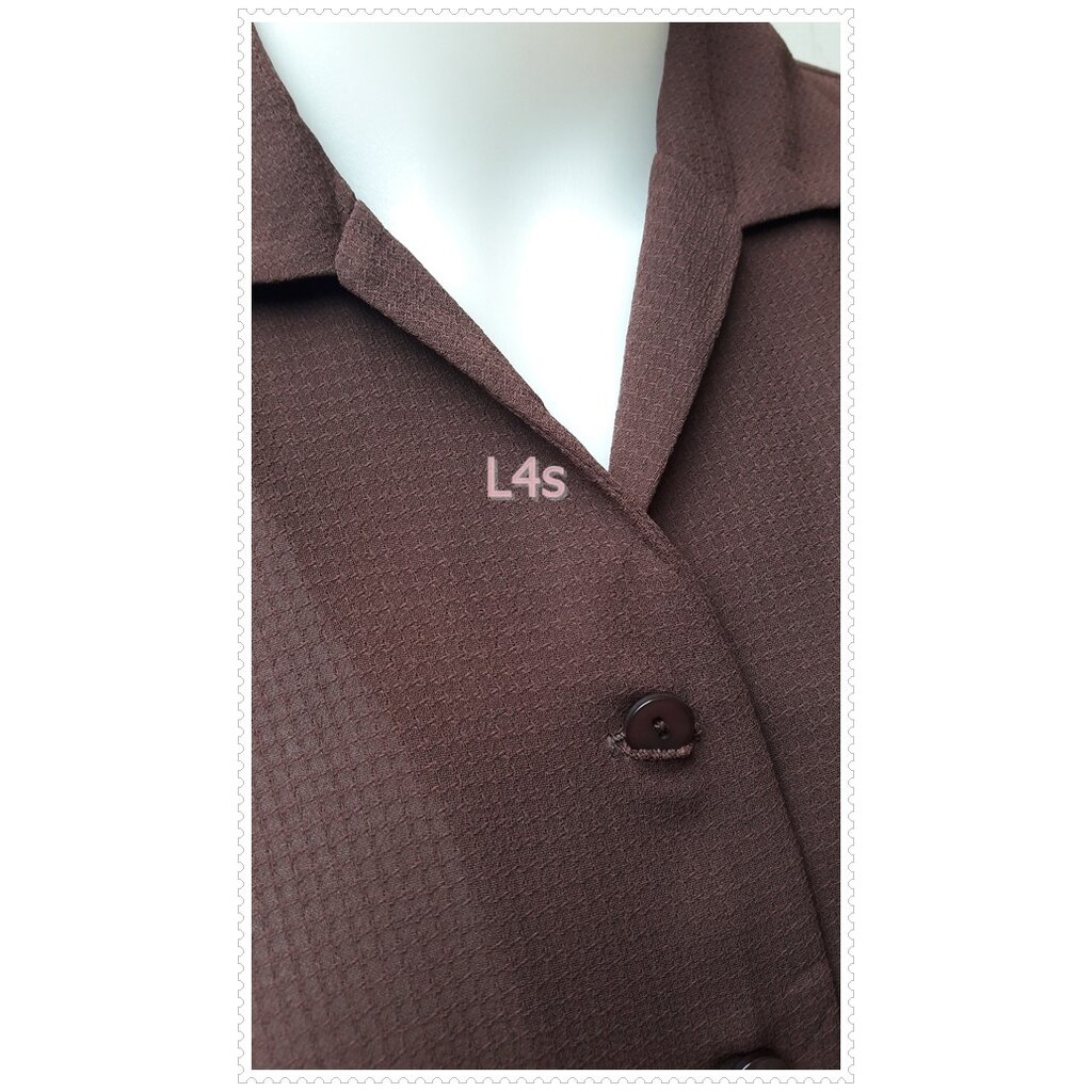 FF02755 เสื้อผ้าแฟชั่นชีฟอง มือสอง สีน้ำตาล อก 35 นิ้ว