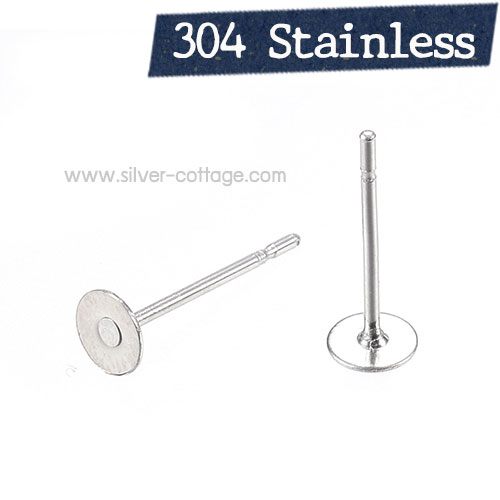 ก้านต่างหูสแตนเลส 12x4 ก้าน0.8 มม. (304 Stainless Steel)