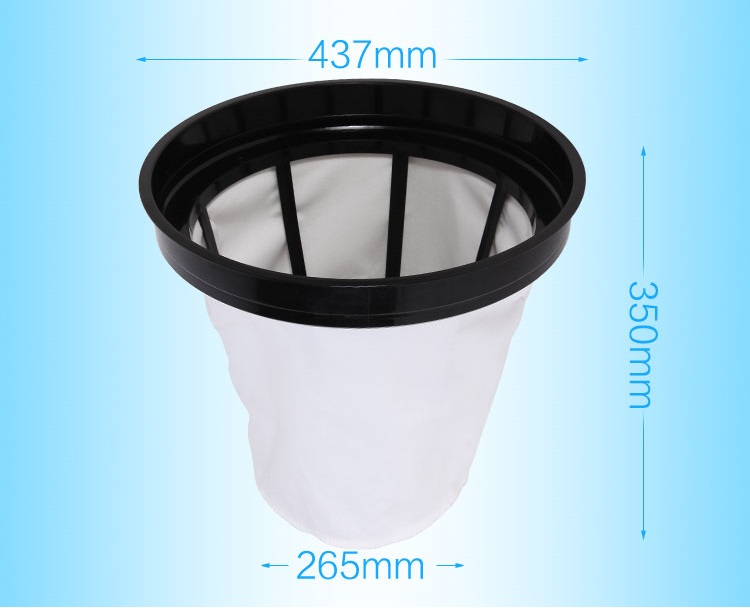 DBF0011 ถุงกรองฝุ่น ทรงกรวย เส้นผ่านศูนย์กลาง 437 มม. ถังสูง 350 มม.พร้อมตระแกรงพลาสติกดันทรง