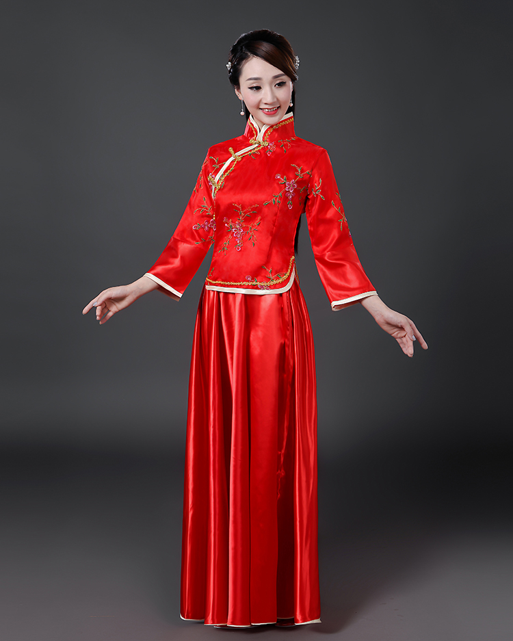 民国服女长裙成人衣裙古服装 Republic of China Female Dress Ancient Clothing ชุดเสื้อกระโปรงสตรีสมัยสาธารณรัฐจีน