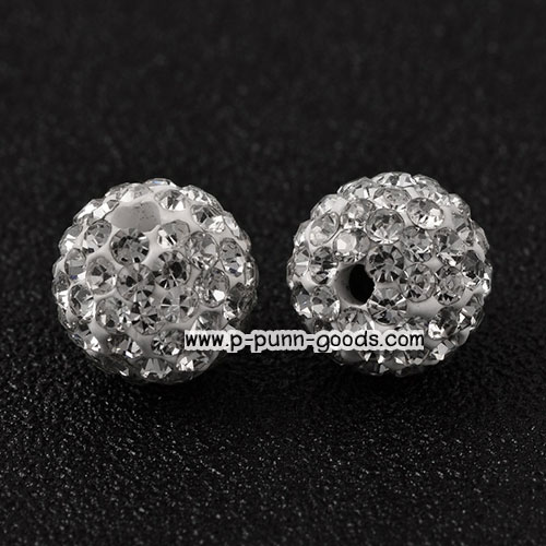 เม็ดคั่นเพชร เกรด A เม็ดกลม 10มม. (Disco Ball) **เลือกสีด้านใน**