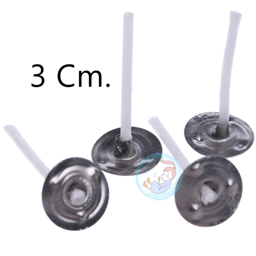 ไส้เทียน 3 cm.+เหรียญยึดไส้เทียน