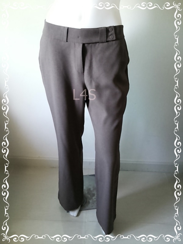 FF06017 กางเกงผ้า มือสอง สีน้ำตาล เอว 30 นิ้ว