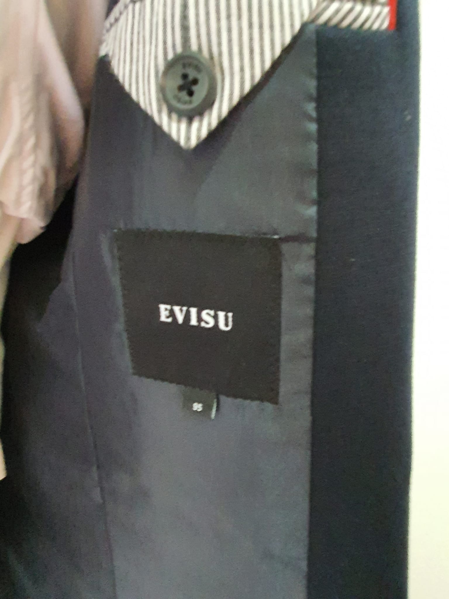 Suit0011 เสื้อสูท นำเข้า มือสอง สีกรมท่า EVISU อก 36 นิ้ว