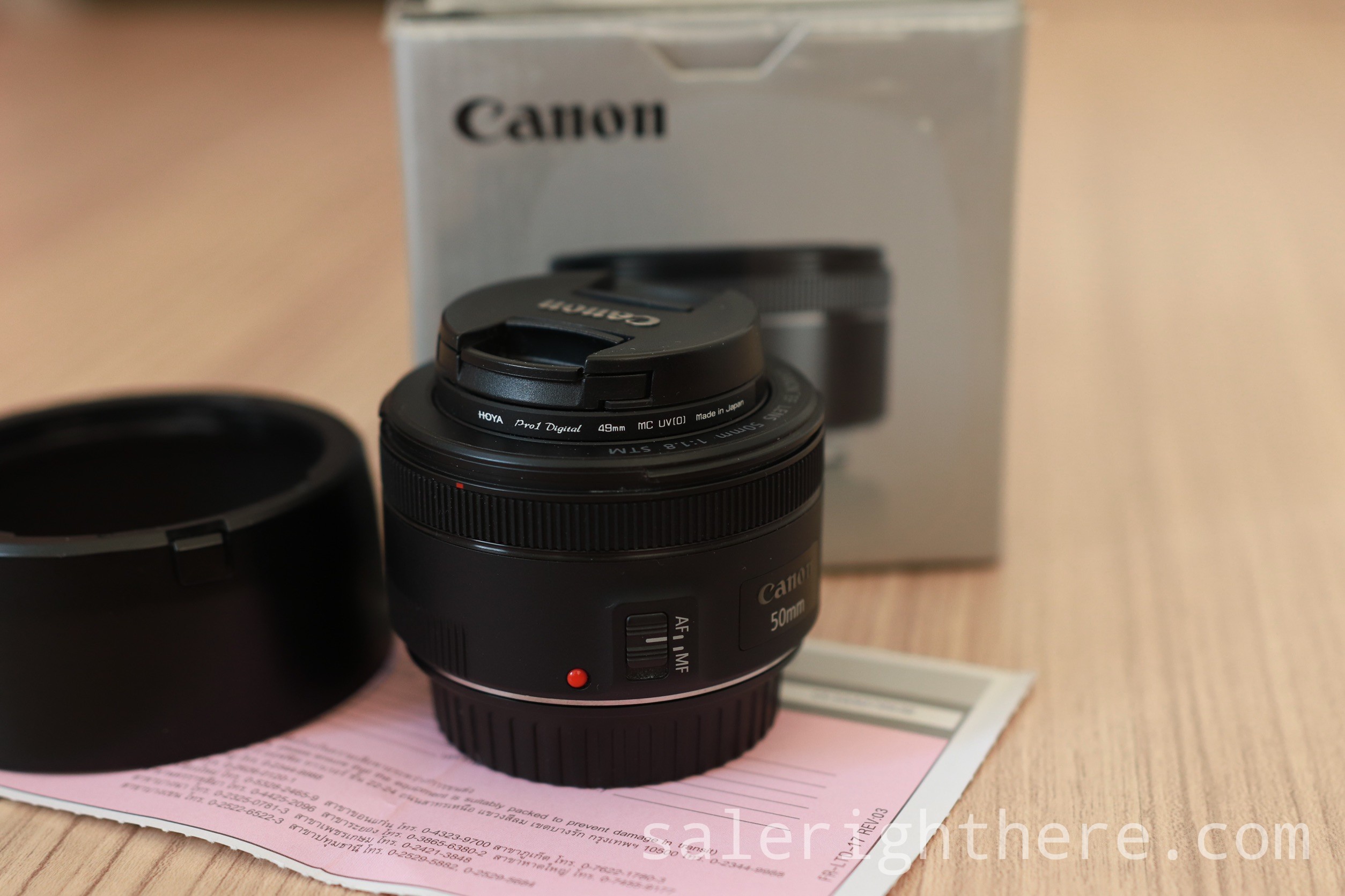 Canon EF50 f/1.8 stm มือสอง (อดีตประกันศูนย์) + ฟิลเตอร์ Hoya Pro1 Digital 49mm MC UV
