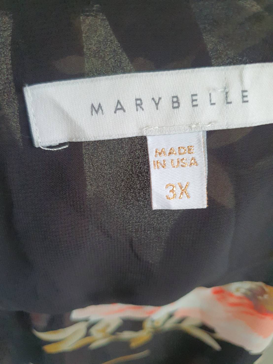 FF05579 เสือคลุม ชีฟองมือสอง สาวบอวบ สีดำลายดอกไม้ แบรนด์ MARYBELLE 3XL