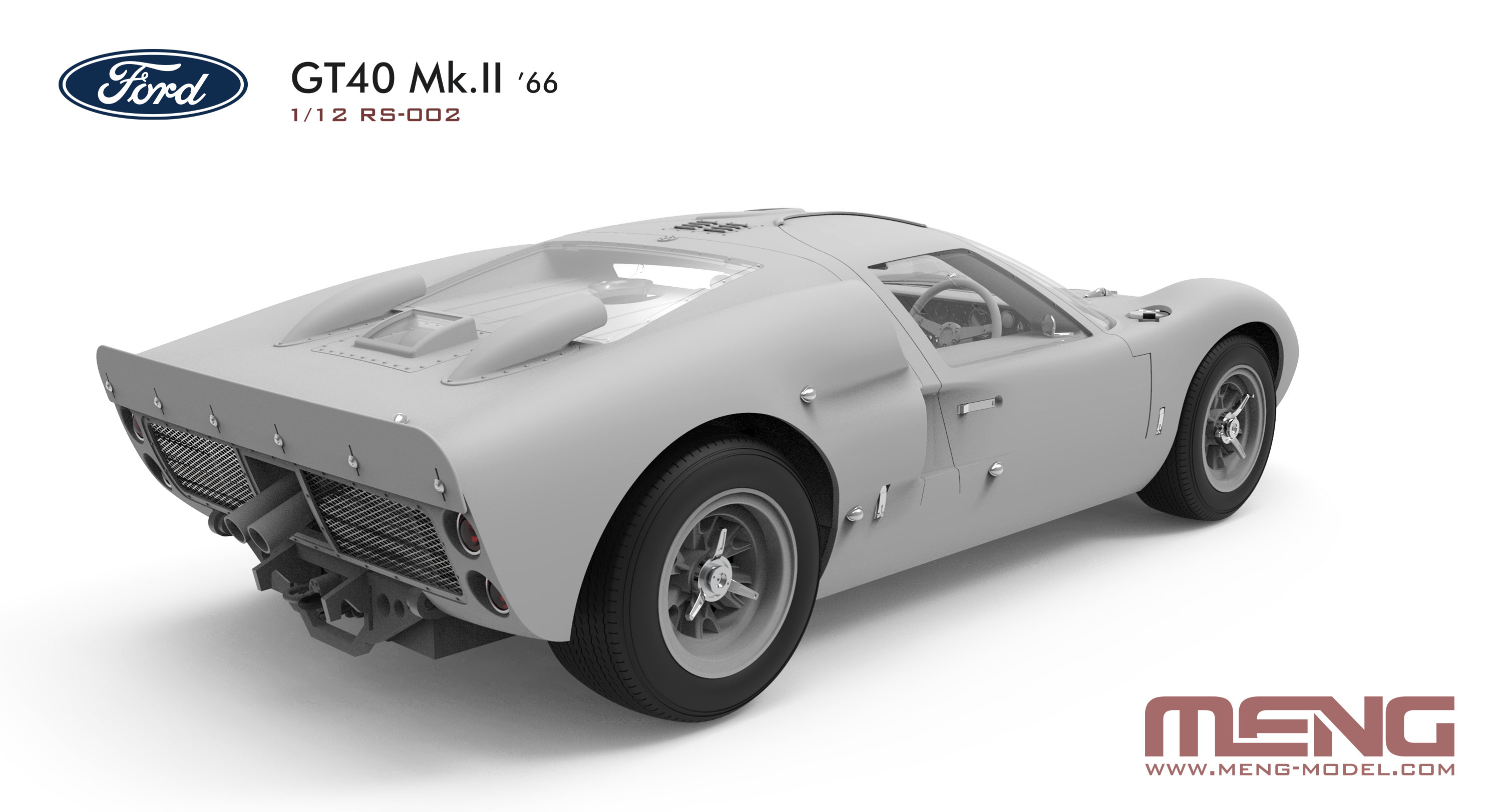 โมเดลรถสปอร์ต MENG RS-002 1/12 Ford GT40 Mk.II ’66 Sport Car Classic