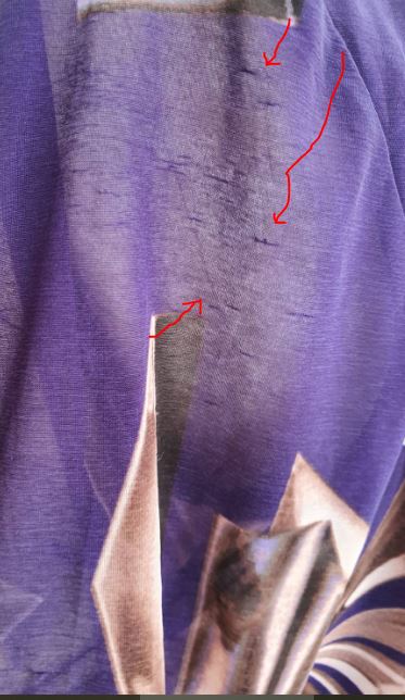 FF05125 เสื้อผ้ามือสอง สีม่วงลายแบรนด์ JENNIFER LOPEZ อก 42-46 นิ้ว