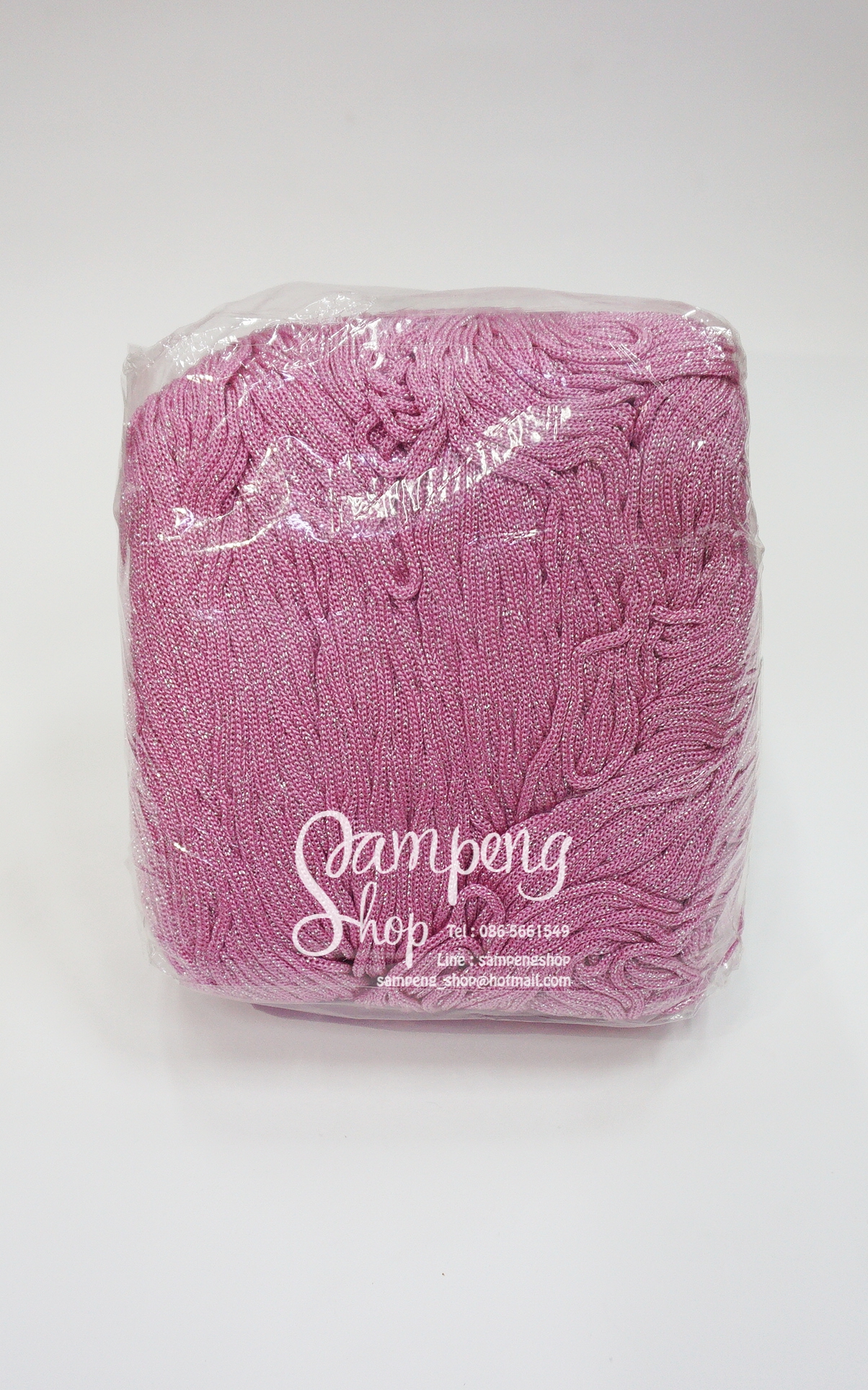 เชือกร่ม สีชมพูเข้มดิ้นเงิน