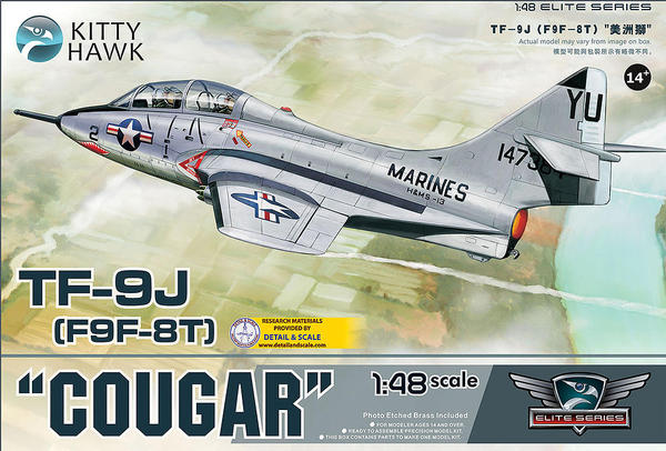 โมเดลเครื่องบินประกอบคิตตี้ฮอว์ค ขนาด 1/48 Kitty Hawk KH80129 Grumman TF-9J Cougar