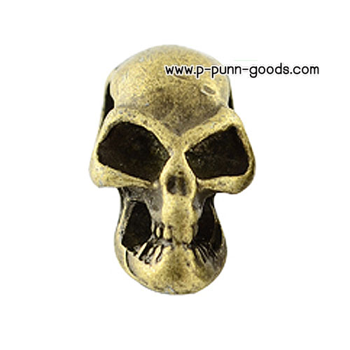 ลูกปัดหัวกะโหลก (Halloween Skull) 17x9มม. สีทองเหลืองโบราณ