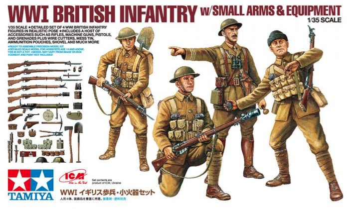 โมเดลฟิกเกอร์ทหาร Tamiya ขนาด 1/35 TA32409 WWI British Infantry w/Small Arms & Equipment