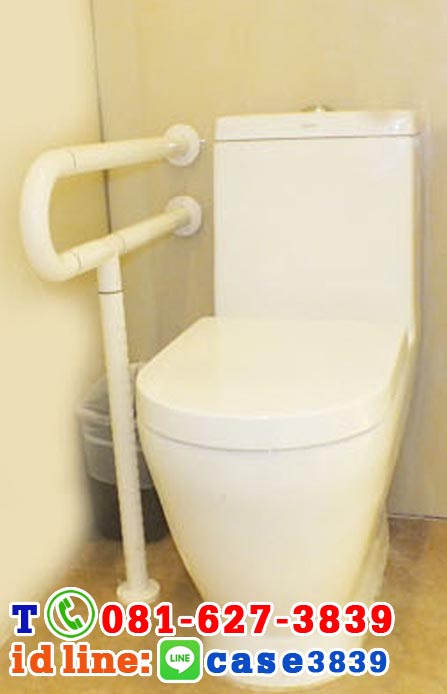 ราว ห้องน้ำ รูปตัว P สีขาวยึดกับพื้น 1 ขา สีขาว