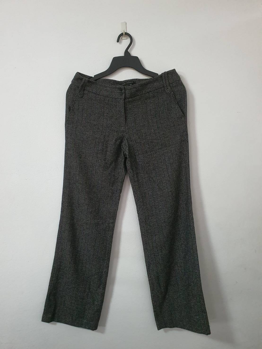 FF06254 กางเกงผ้า สีดำลาย แบรนด์ FQ&L เอว 30 นิ้ว