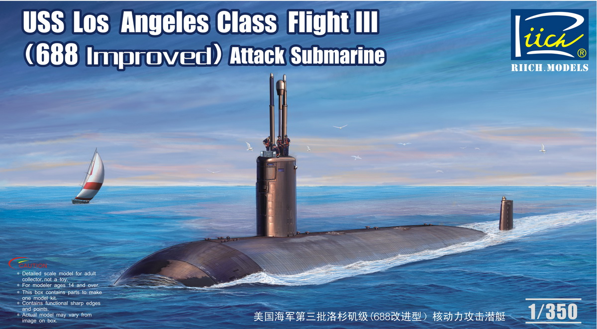 โมเดลเรือดำน้ำ Riich ขนาด 1/350 RN28007 USS Los Angeles Class Flight III (688 Improved) Attack Submarine