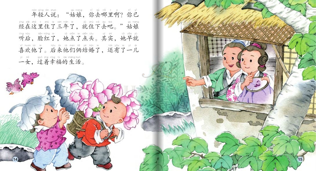 หนังสือการ์ตูนอ่านนอกเวลาภาษาจีน-แม่นางหอยทาก(นิทานพื้นบ้านจีน) +CD 中文小书架—汉语分级读物(中级):民间故事 田螺姑娘(含1CD-ROM)The Chinese Library Series - Chinese Graded Readers (Intermediate): Folktales - The River Snail Maiden