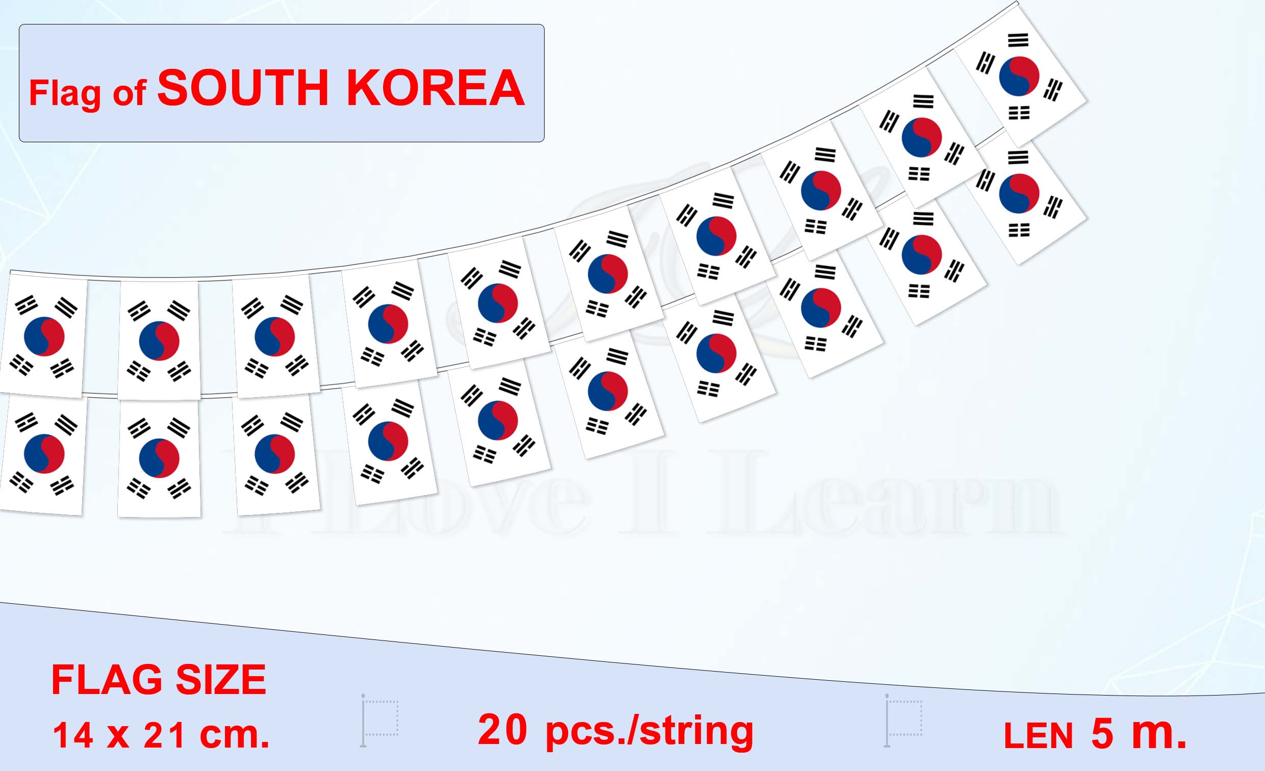 ธงชาติเกาหลีใต้ (ธงราวเกาหลีใต้) 한국 작은 깃발 South Korea Small Flag Decoration