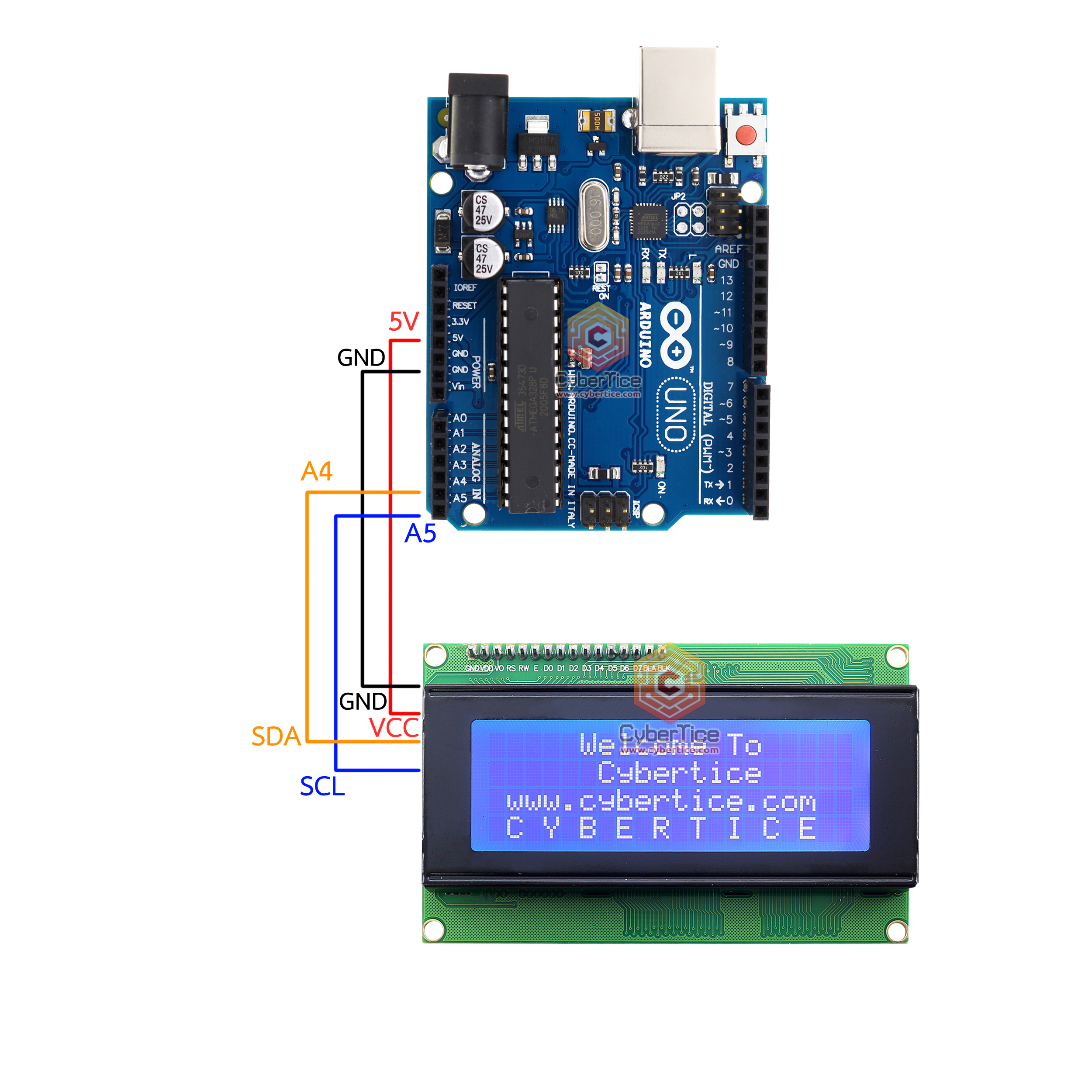 2004 LCD (Yellow Screen) 20x4 โมดูลจอแสดงผล LCD พร้อม I2C Interface ...