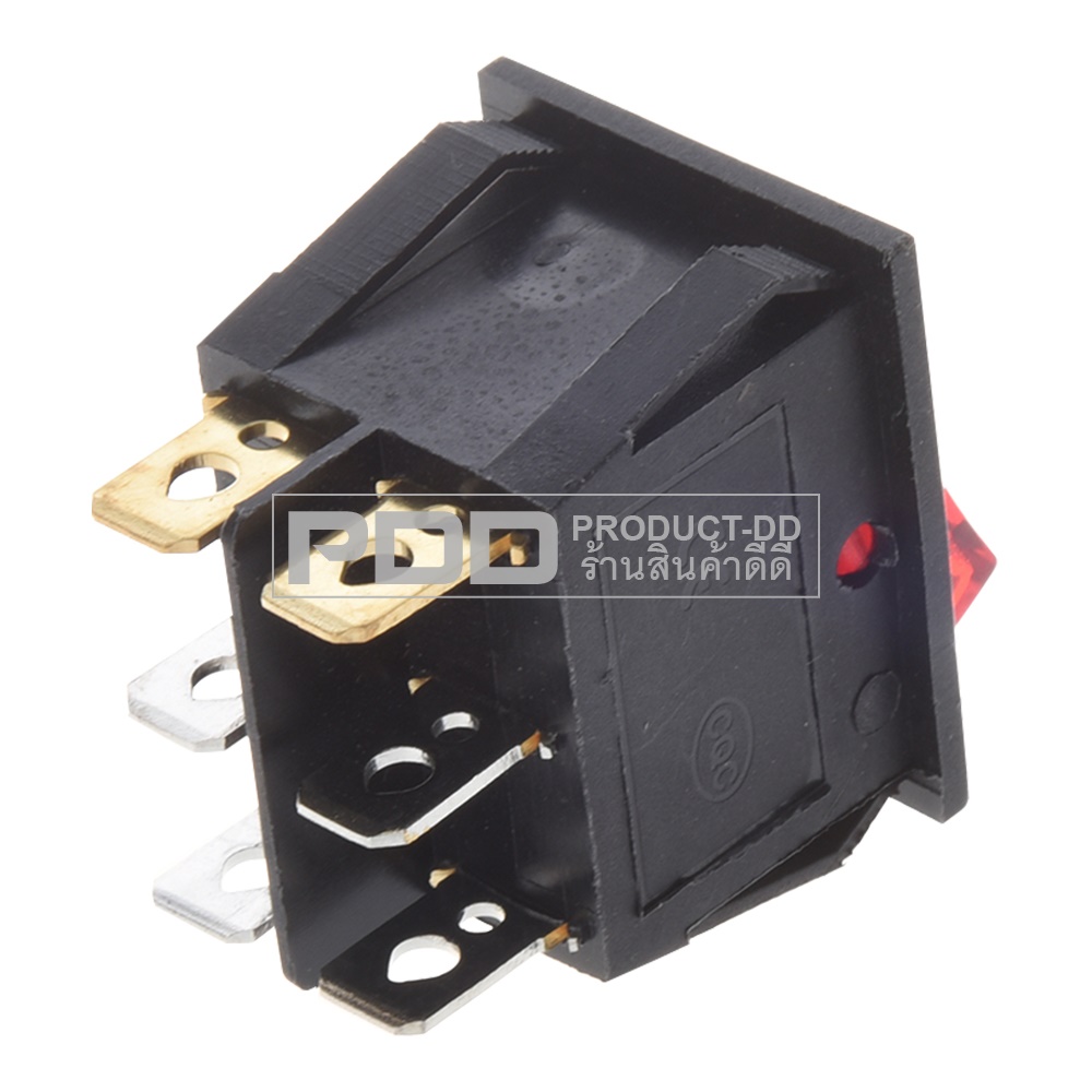 KCD3 สวิตช์กระดก ON-OFF คู่ 3 ขา สีแดงมีไฟ Rocker Switch Double 3 Pin l-O 15A 250V AC