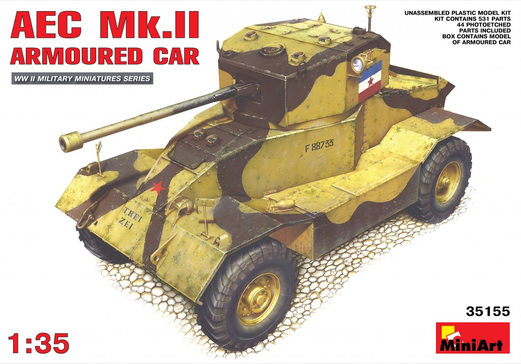 โมเดลรถหุ้มเกราะทหาร MiniArt ขนาด 1/35 MI35155 Aec Mk.II Armoured Car