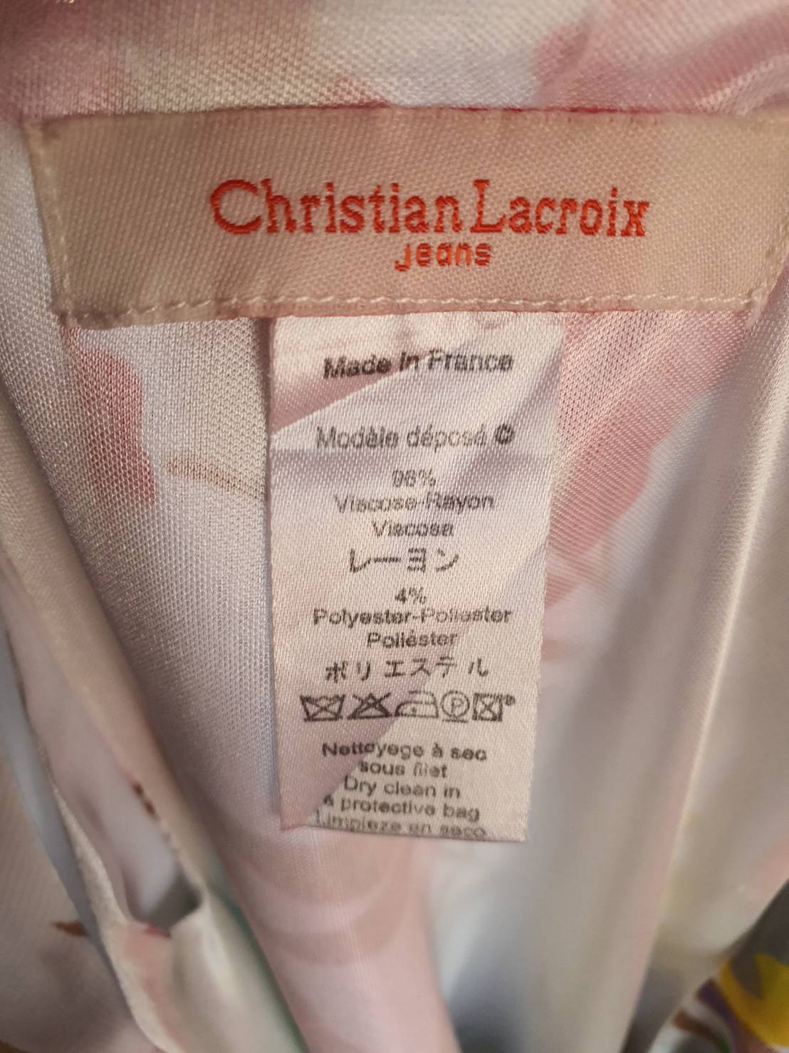 FF05911 เดรสแฟชั่น ชีฟอง ลายดอกไม้ แบรนด์ Christian Lacroix อก 36 นิ้ว