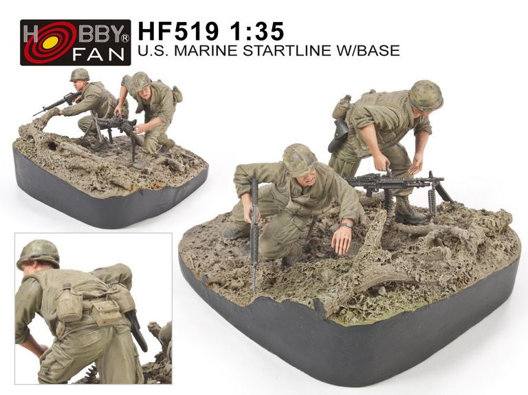 โมเดลฟิกเกอร์ทหารพร้อมฐาน AFV ขนาด 1/35 HF519 US.MARINES STARTLINE WITH BASE