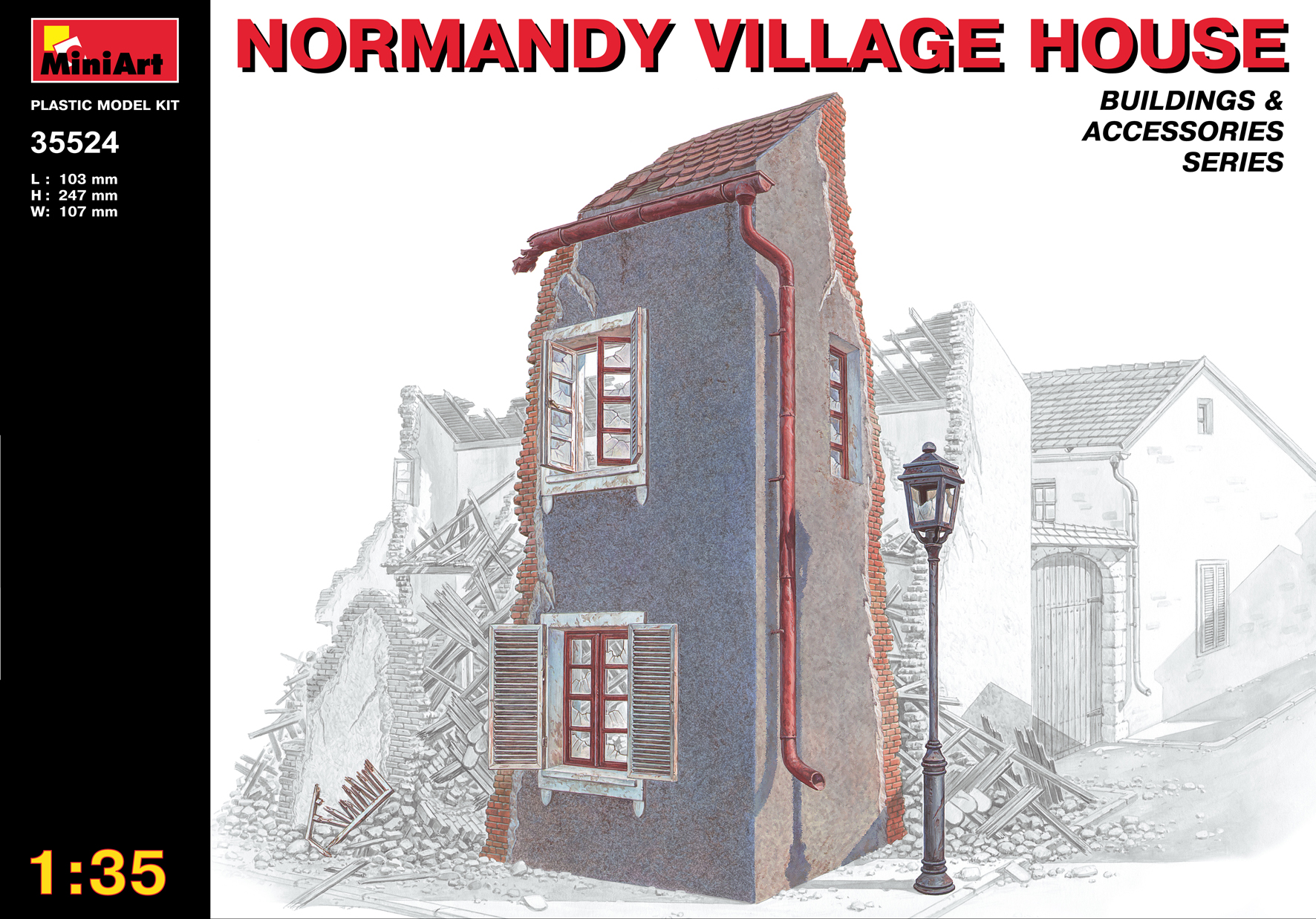 โมเดลอาคารและซากปรักหักพัง MiniArt ขนาด 1/35 MI35524 NORMANDY VILLAGE HOUSE
