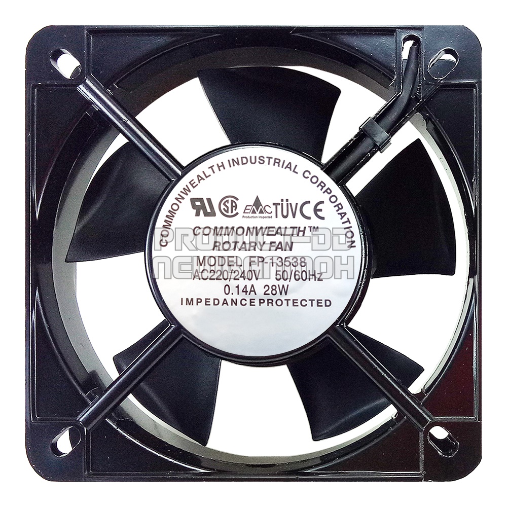 พัดลมระบายความร้อน AC 220V 13538HBL บอลแบริ่ง Ball Bearing ขนาด 5 นิ้ว (13.5x13.5x3.8 ซม.)