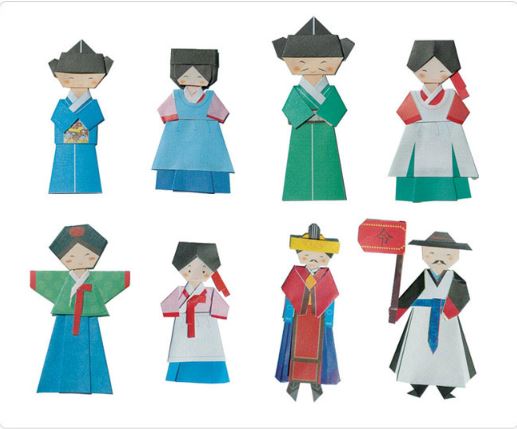 กระดาษพับตุ๊กตาชุดประจำชาติเกาหลี (กล่องชมพู)