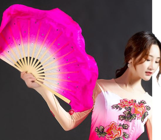 พัดฟ้อนรำจีนสำหรับนักเรียน 真丝舞蹈扇跳舞一对儿童 Chinese Silk Fan Dancing for Student
