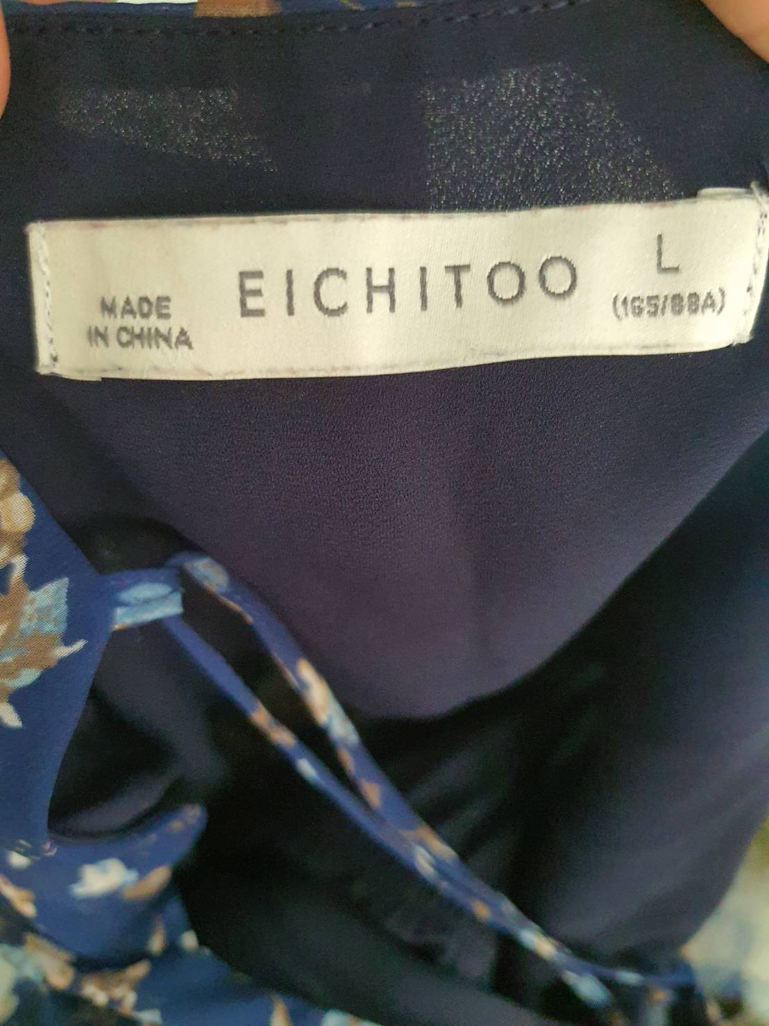 FF06315 เดรสแฟชั่นมือสอง ชีฟอง สีน้ำเงิน แบรนด์ EICHITOO อก 36 นิ้ว