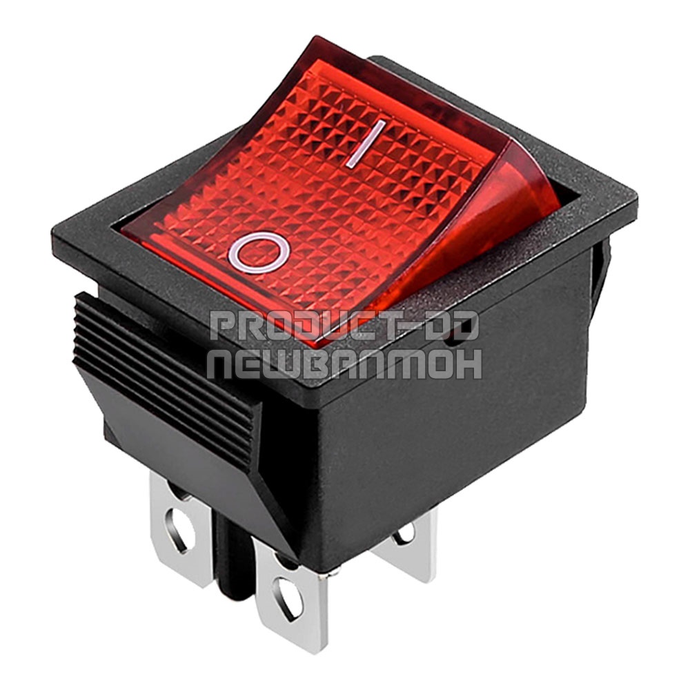 KCD4 สวิตช์กระดก ON-OFF (I-O) 4 ขา สีแดงมีไฟ 16A 250V AC