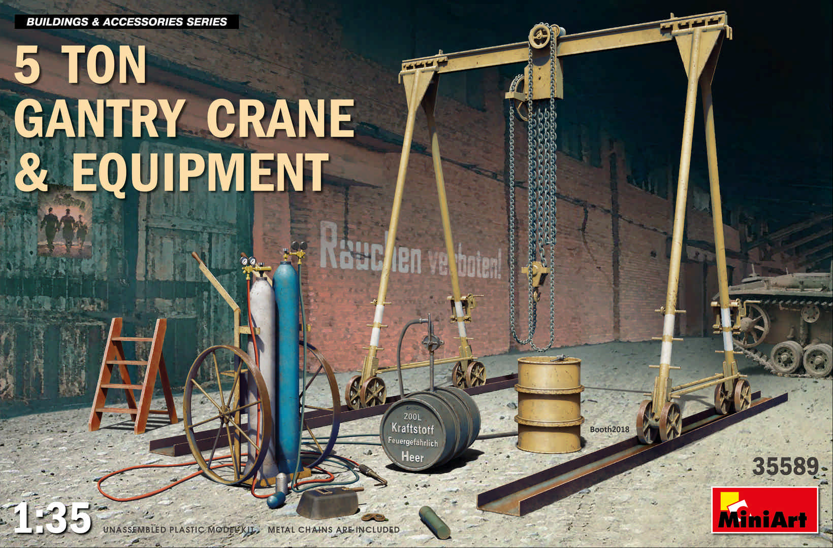 โมเดลฟิกเกอร์เครนและอุปกรณ์ MiniArt ขนาด 1/35 MI35589 5 Ton Gantry Crane & Equipment