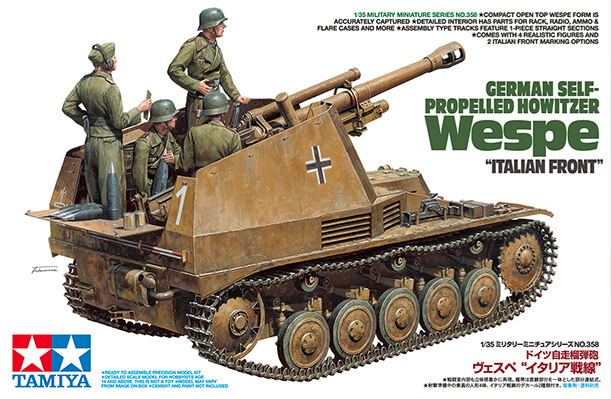 โมเดลรถถังทามิย่า ขนาด 1/35 Tamiya TA35358 German Self-Propelled Howitzer - Wespe `Italian Front`
