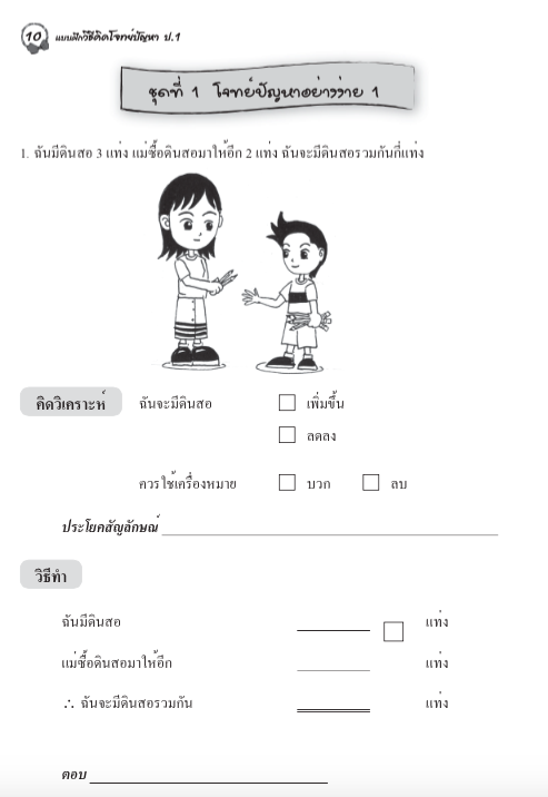 แบบฝึกวิธีคิดโจทย์ปัญหาป.1+เฉลย สำนักพิมพ์โฟกัส