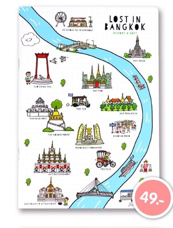 สมุดโน้ตปกแข็ง A5 ชุด Lost in Bangkok (White) เย็บกลาง