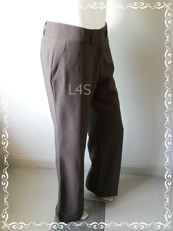 FF06017 กางเกงผ้า มือสอง สีน้ำตาล เอว 30 นิ้ว