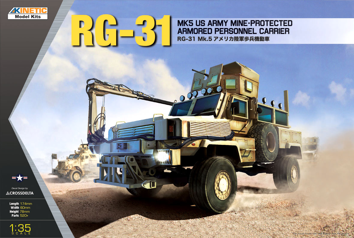 โมเดลรถหุ้มเกราะ Kinetic Model 1/35 KI-K61015 RG-31 MK5 U.S. Army Mine-Protected Armored Personnel Carrier
