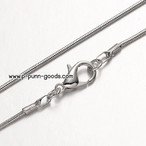 สร้อยโซ่ Snake Chain 1มม. 16" สีแพลทตินัม พร้อมตะขอก้ามปู