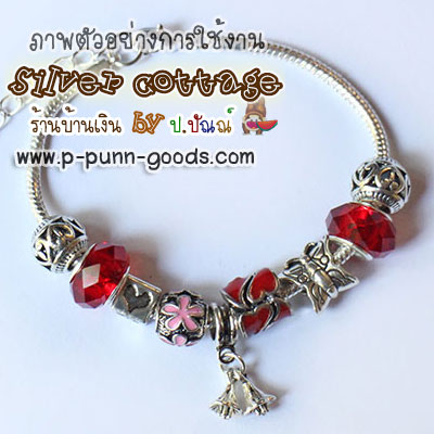 ลูกปัดแก้ว 14x9 มม. Red (Faceted Glass European Beads)