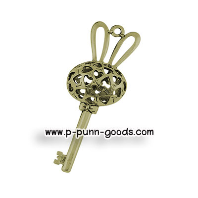 จี้กุญแจหัวกระต่าย สีทองเหลืองโบราณ