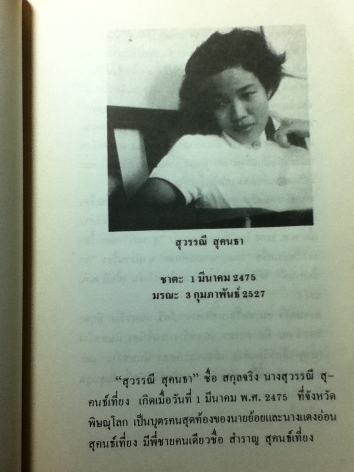 สุวรรณี สุคนธ์เที่ยง ชีวประวัติและคำอาลัยจากเพื่อนในวงการ พร้อมหนังสือ เรื่องของน้ำพุ (พิมพ์ปี 2524)