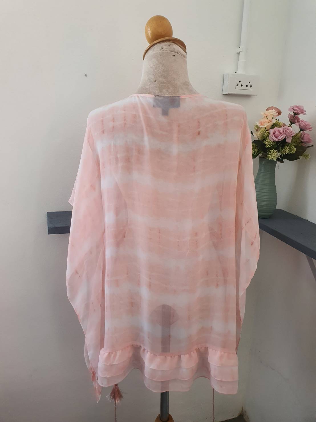 FF05188 เสื้อผ้ามือสอง ชีฟอง สีโอรส แบรนด์ lane bryant อก FREE