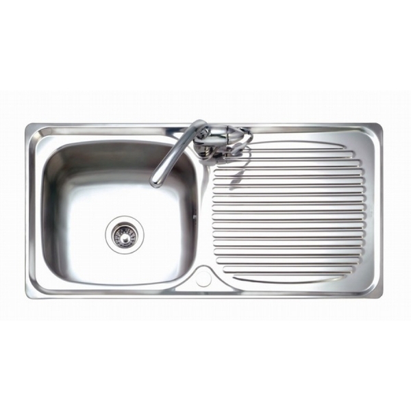 P100C อ่างล้างจาน 1 หลุม 1 ที่พัก (รวมก๊อกTP36)