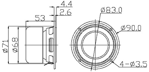 Hi-Vi B3N 3" Round Full Range, Copper Color Cone